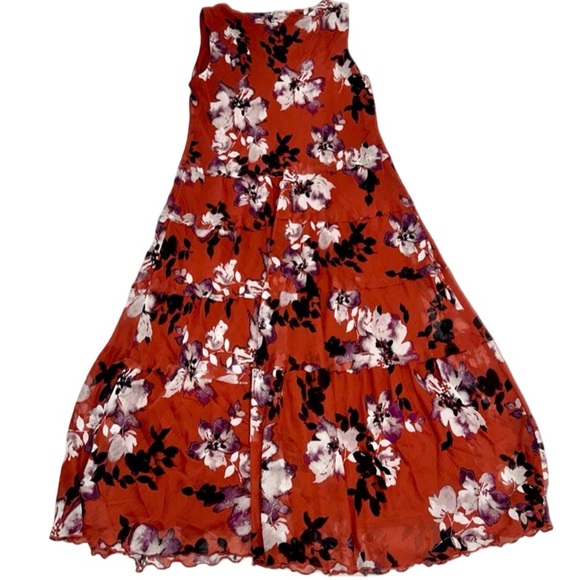 Simply Vera Vera Wang Women’s Floral Maxi Dress Sleeveless Rust Red Size L - Picture 2 of 6